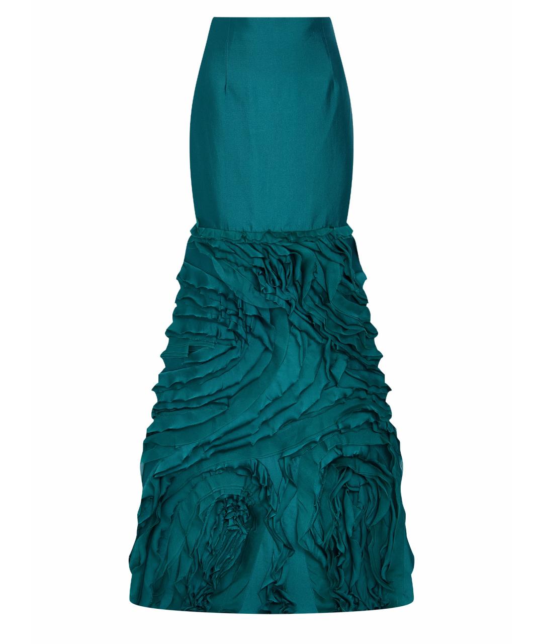 CH CAROLINA HERRERA Зеленая шелковая юбка макси, фото 1