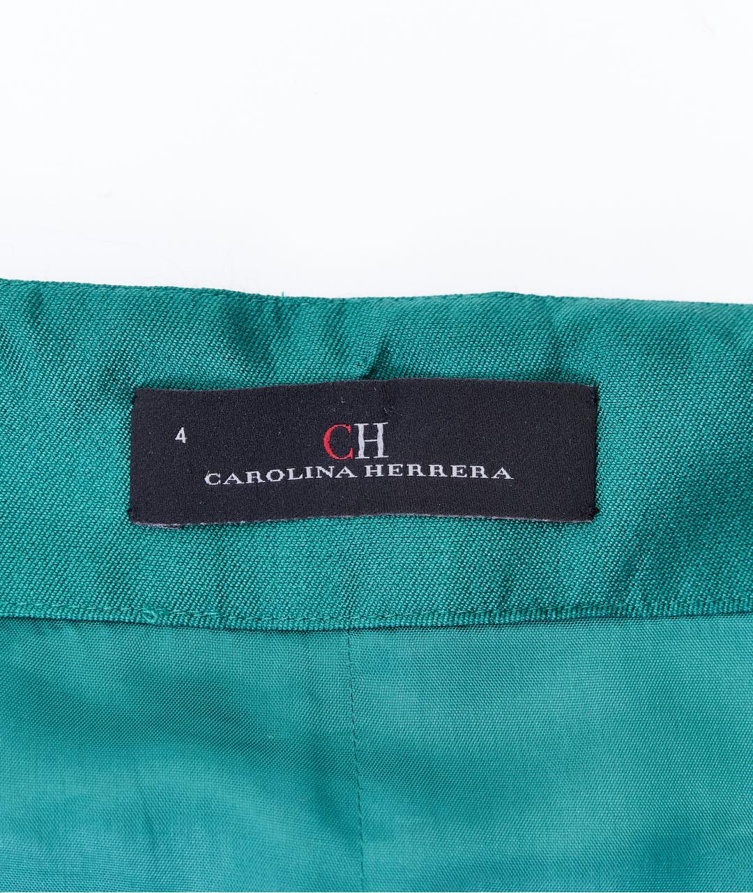 CH CAROLINA HERRERA Зеленая шелковая юбка макси, фото 5