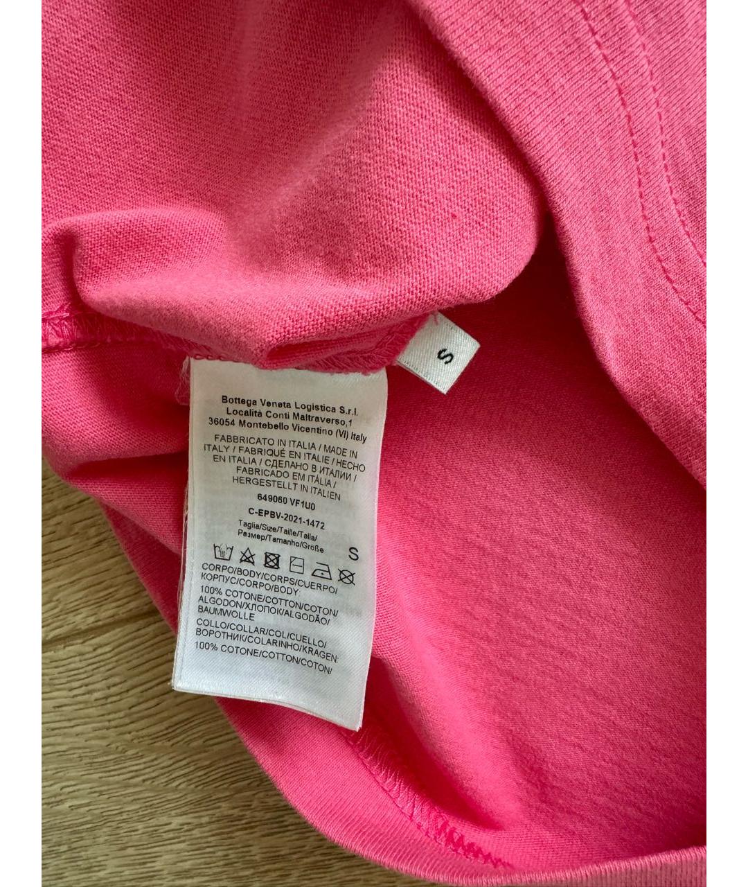BOTTEGA VENETA Розовая хлопковая футболка, фото 4