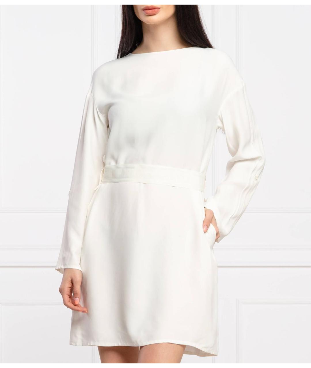EMPORIO ARMANI Белое вискозное повседневное платье, фото 3