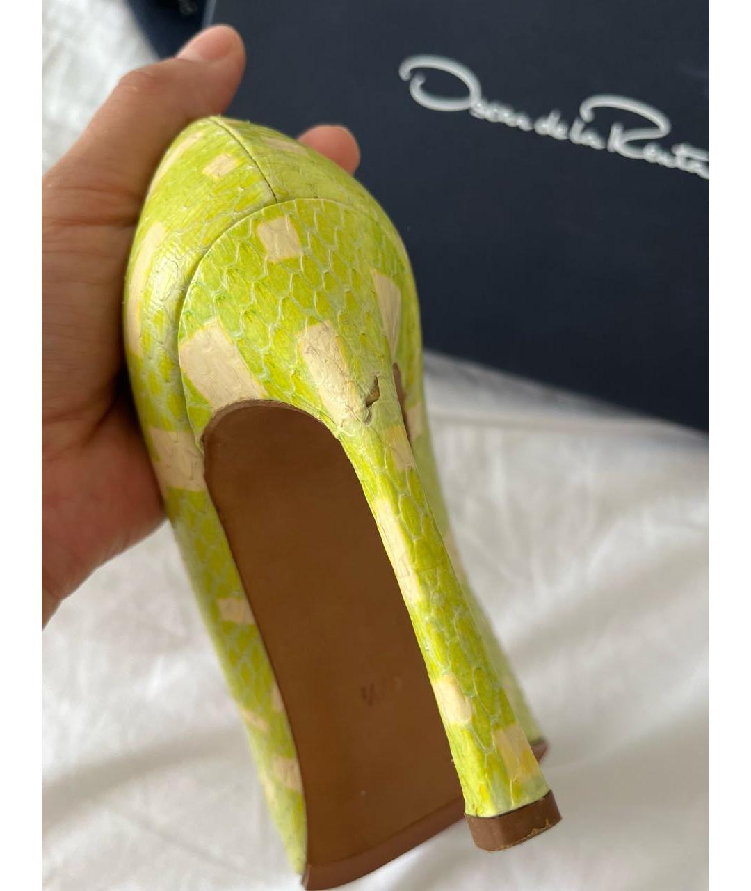 OSCAR DE LA RENTA Салатовые туфли из экзотической кожи, фото 6