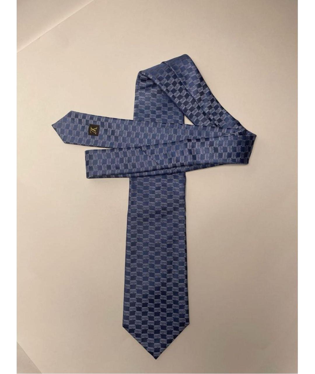 LOUIS VUITTON Синий шелковый галстук, фото 2