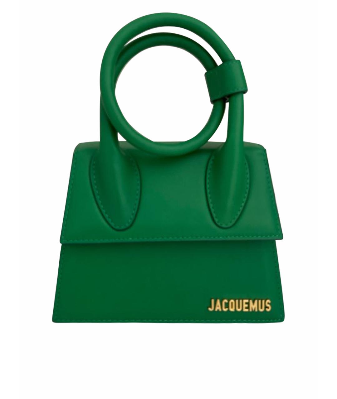 JACQUEMUS Зеленая кожаная сумка с короткими ручками, фото 1