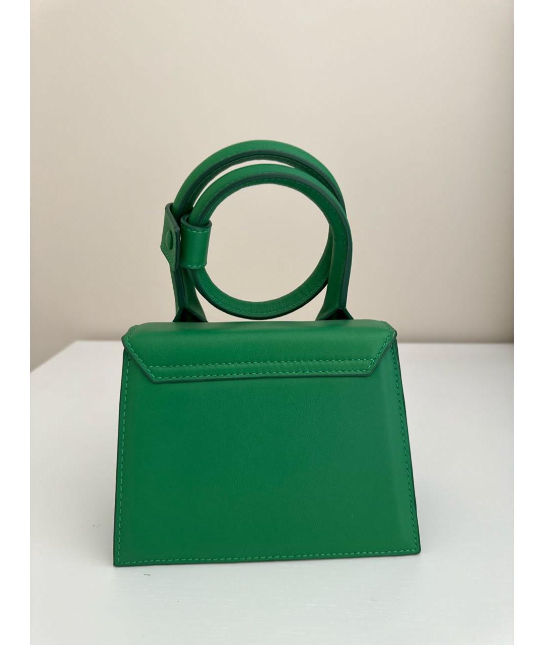 JACQUEMUS Зеленая кожаная сумка с короткими ручками, фото 3