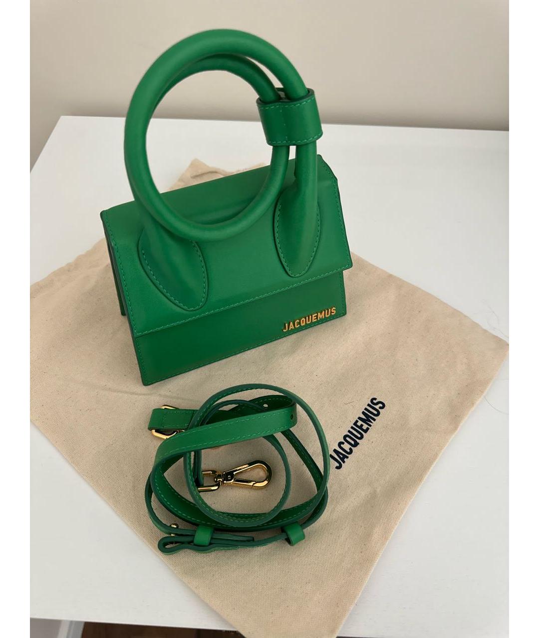 JACQUEMUS Зеленая кожаная сумка с короткими ручками, фото 4