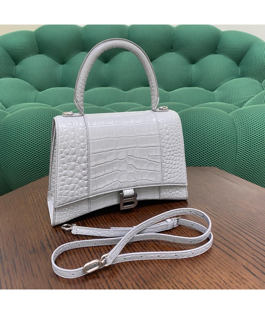 BALENCIAGA Серая кожаная сумка через плечо, фото 2