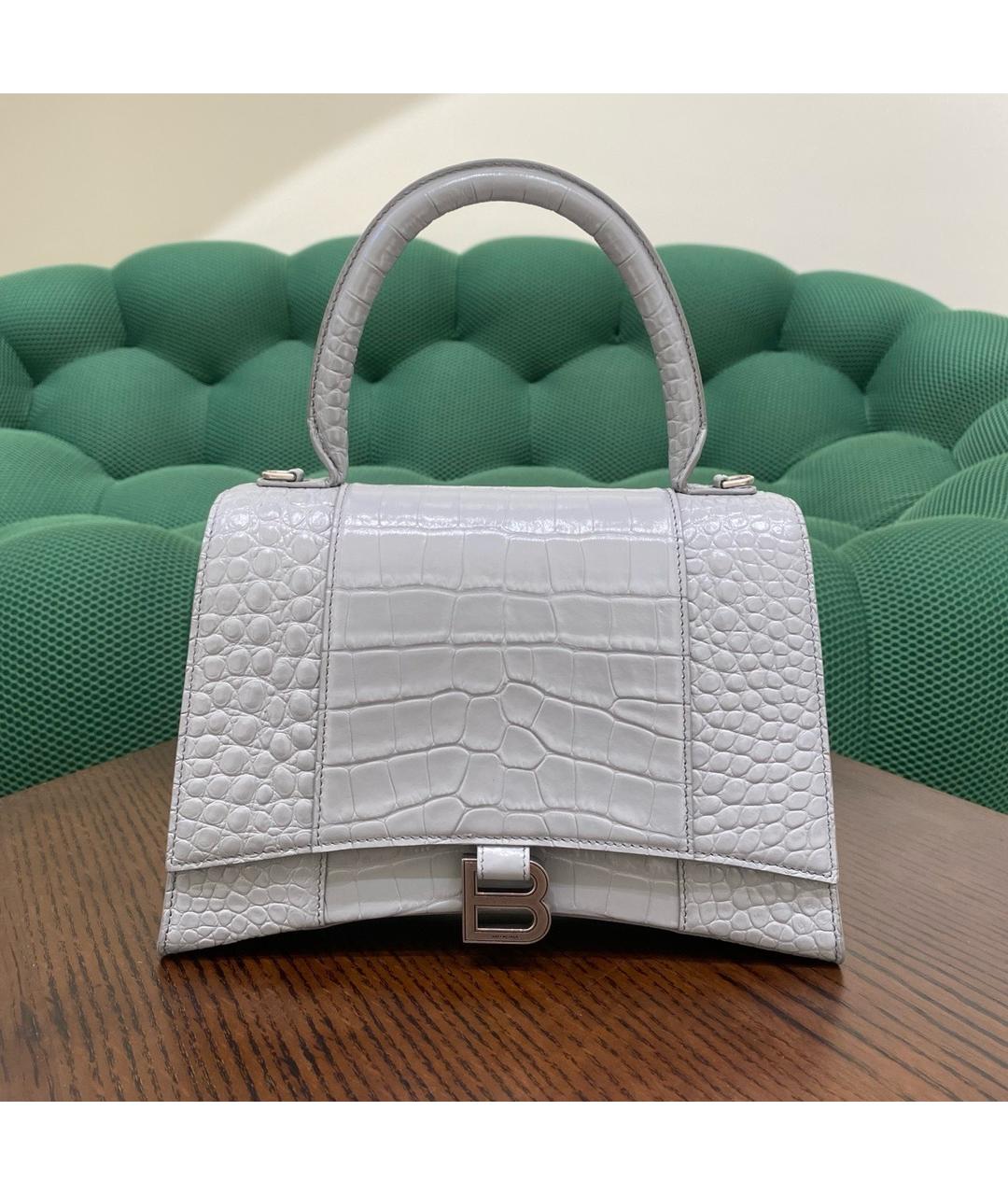 BALENCIAGA Серая кожаная сумка через плечо, фото 3