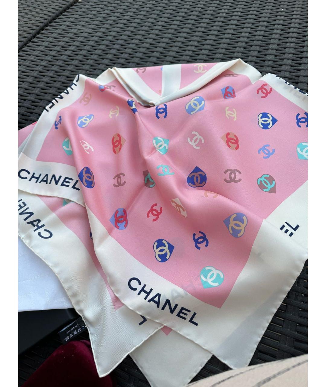 CHANEL PRE-OWNED Розовый шелковый платок, фото 2
