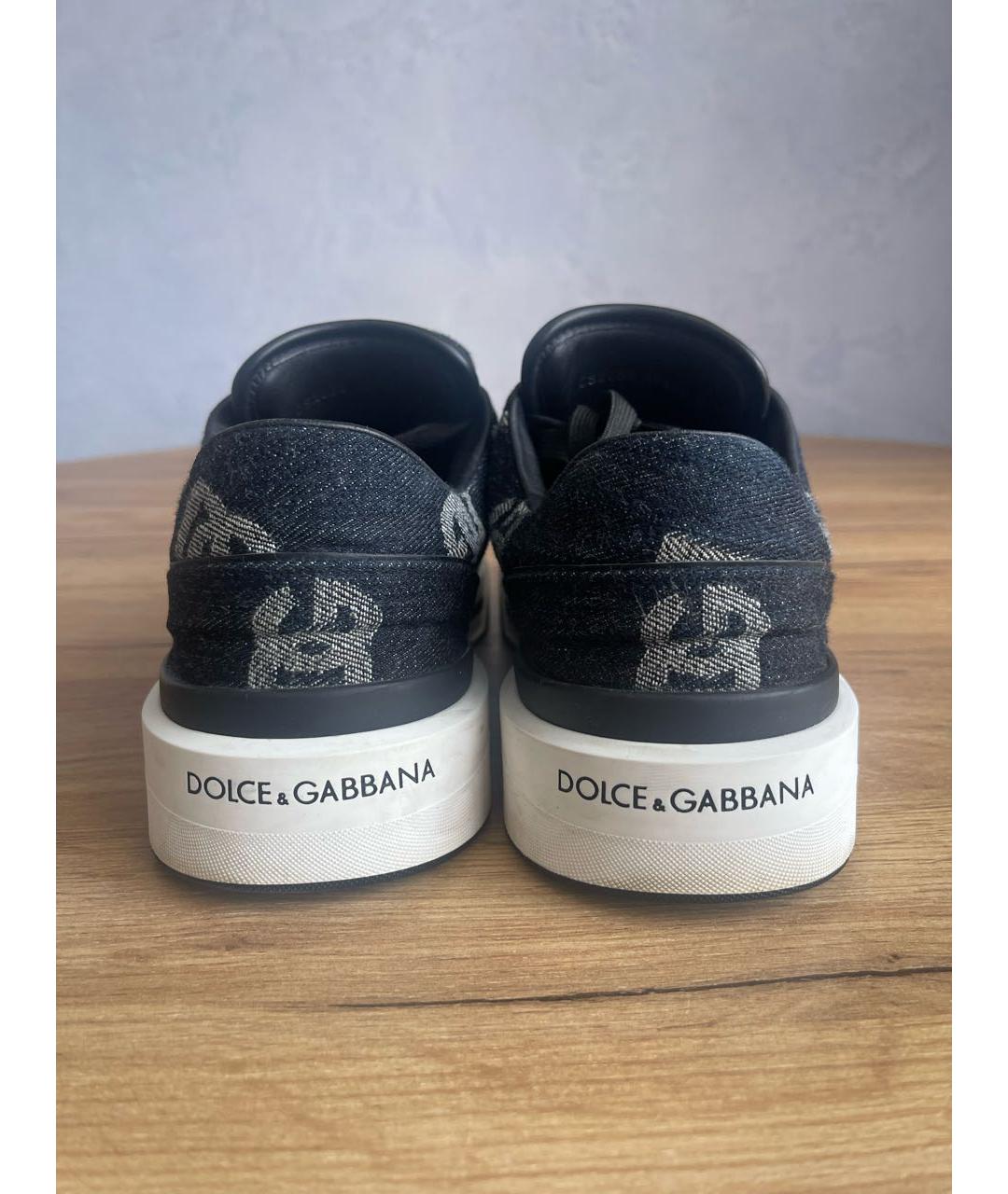 DOLCE&GABBANA Темно-синие текстильные кеды, фото 4