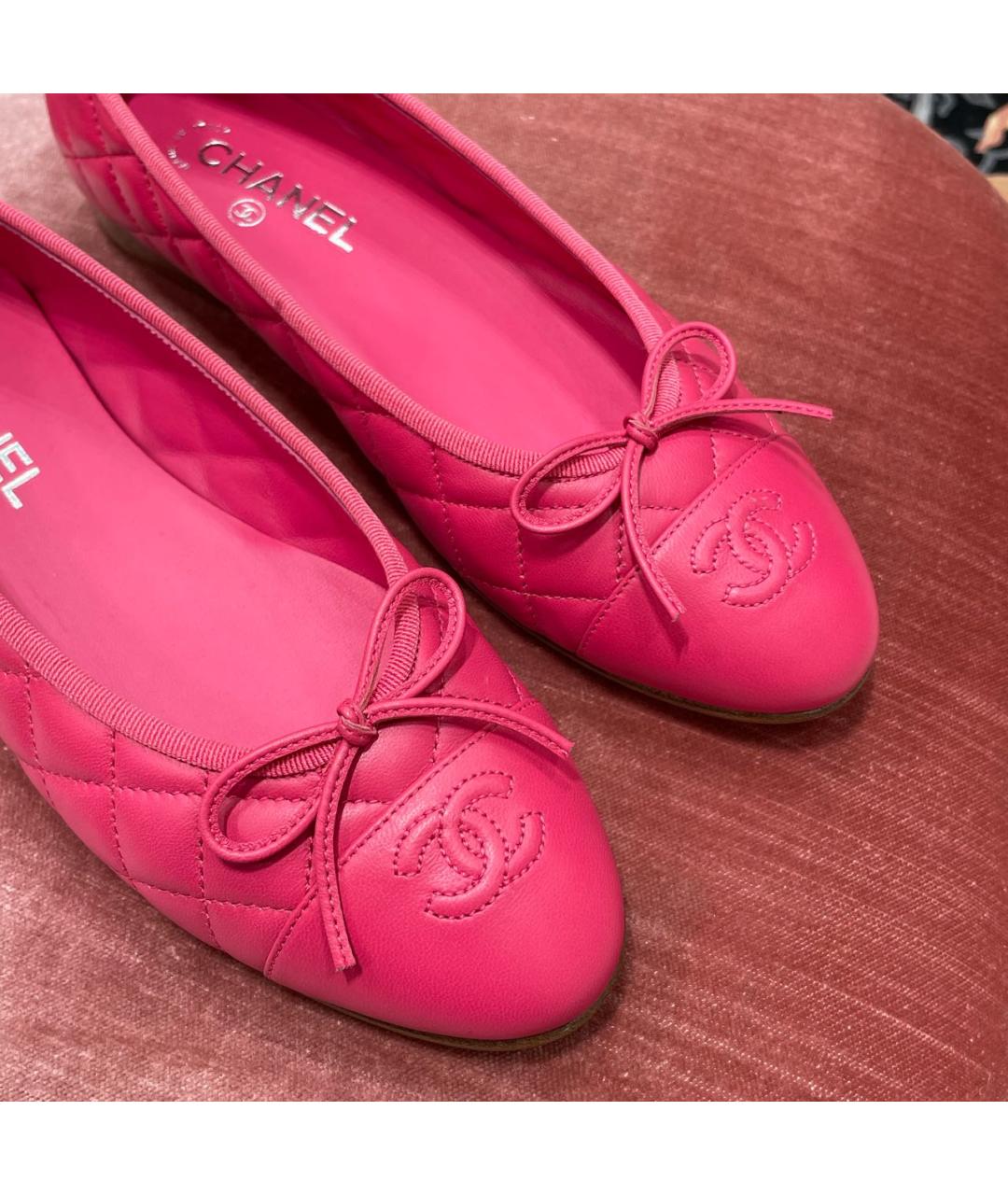 CHANEL PRE-OWNED Розовые кожаные балетки, фото 3