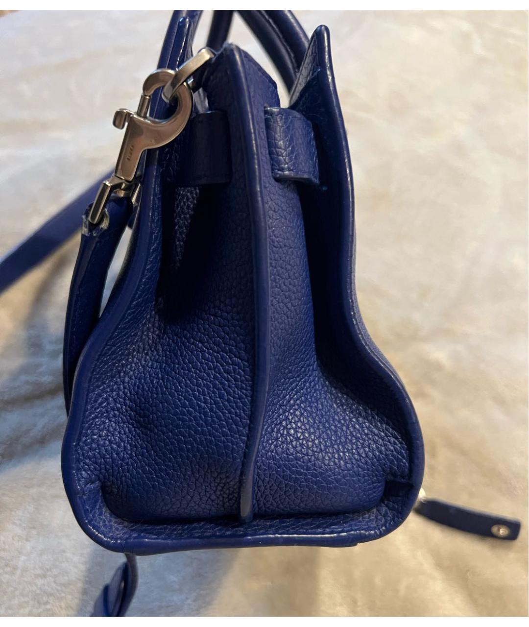SAINT LAURENT Синяя кожаная сумка с короткими ручками, фото 2