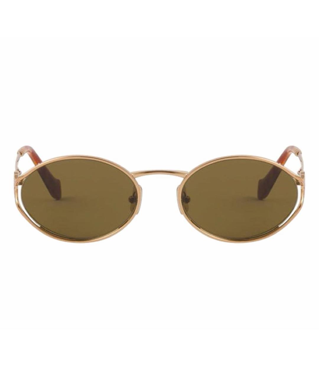 MIU MIU Золотые металлические солнцезащитные очки, фото 1