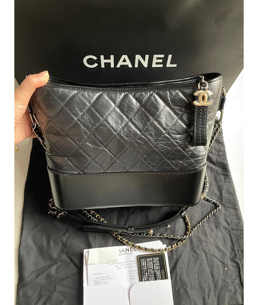 CHANEL Черная кожаная сумка через плечо, фото 7