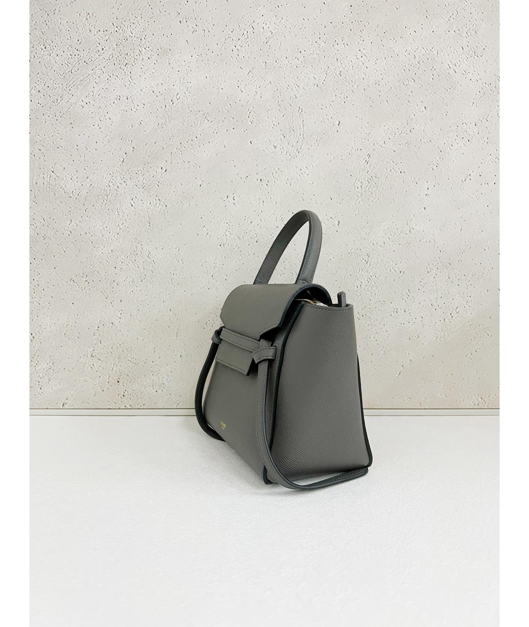 CELINE PRE-OWNED Серая кожаная сумка с короткими ручками, фото 4
