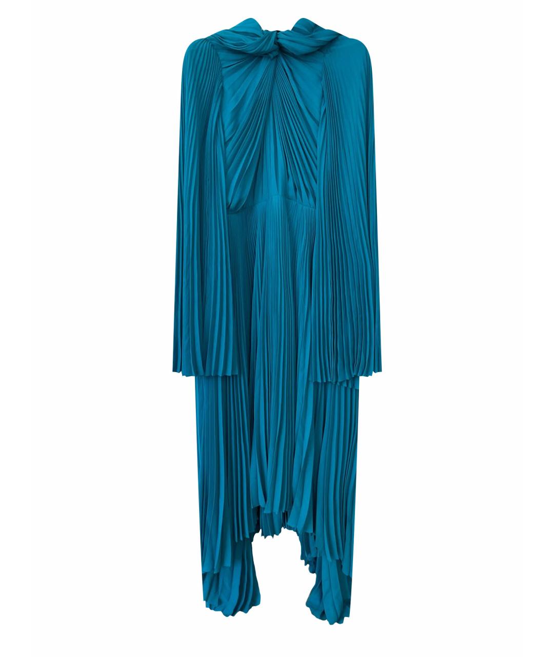 BALENCIAGA Бирюзовое полиэстеровое коктейльное платье, фото 1