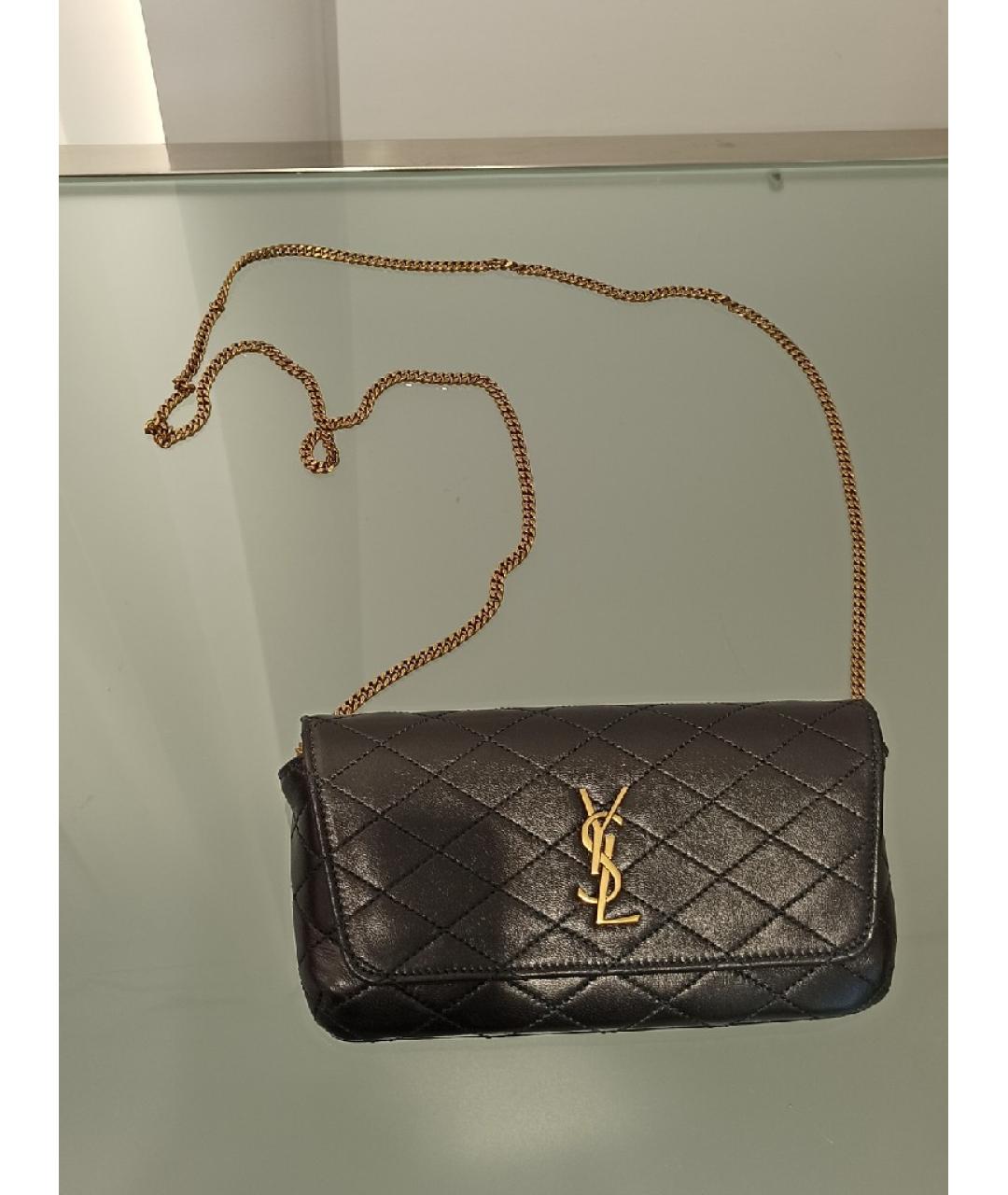 SAINT LAURENT Черная кожаная сумка через плечо, фото 6