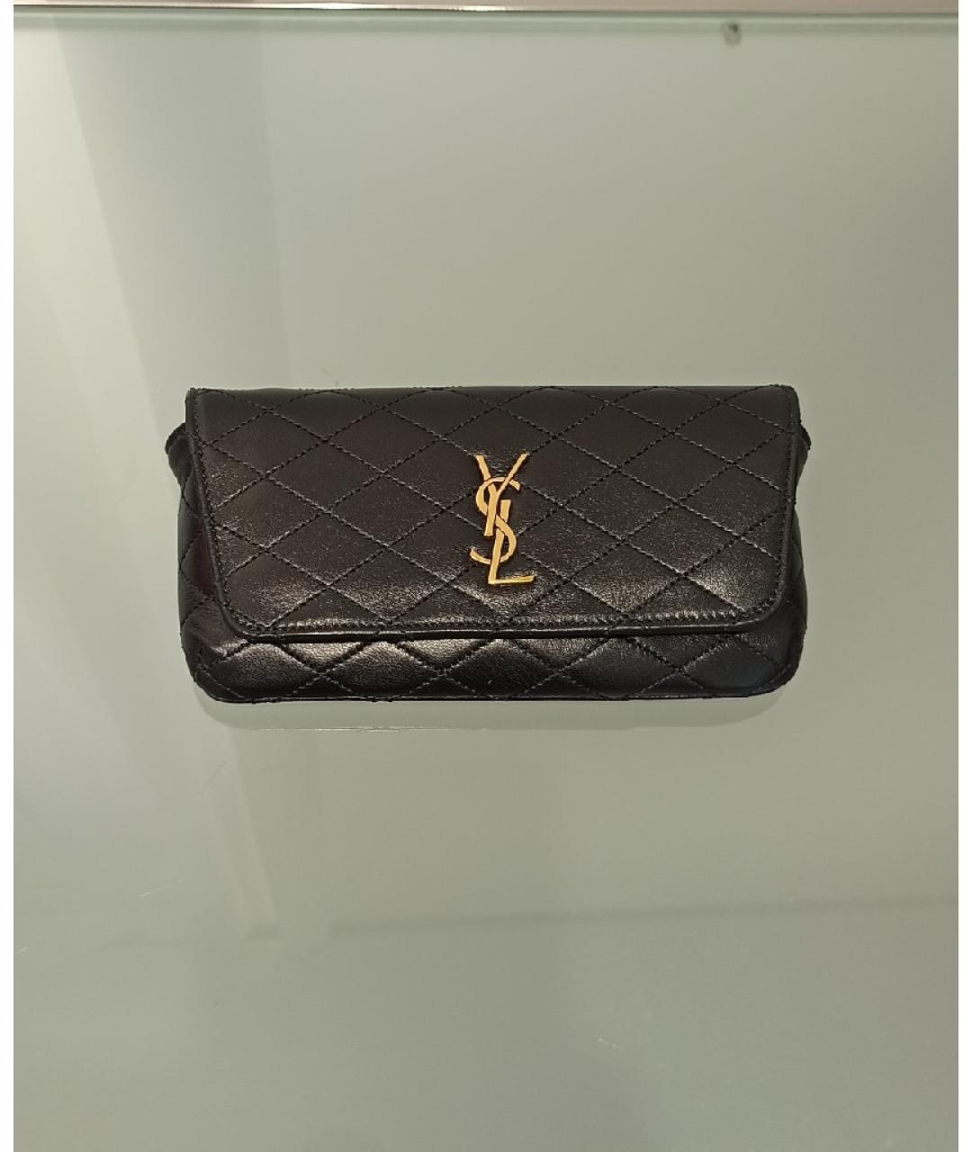 SAINT LAURENT Черная кожаная сумка через плечо, фото 8