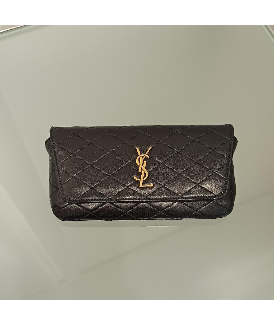 SAINT LAURENT Черная кожаная сумка через плечо, фото 9