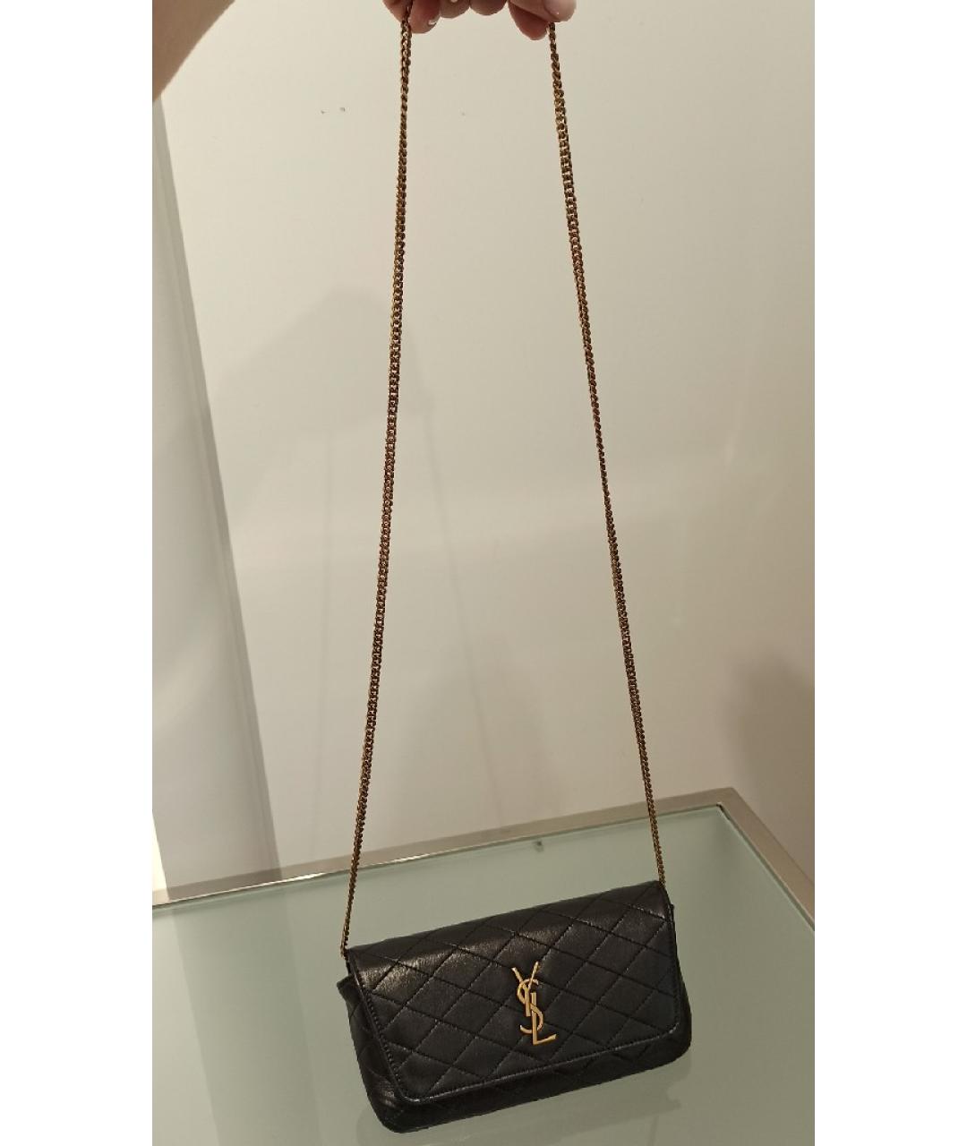 SAINT LAURENT Черная кожаная сумка через плечо, фото 7