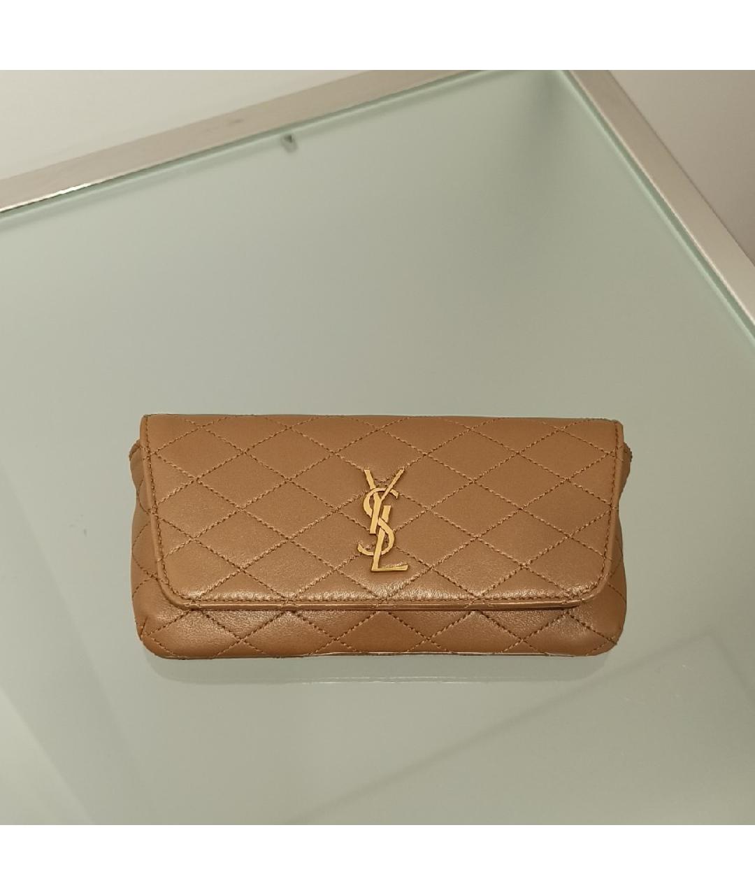 SAINT LAURENT Коричневая кожаная сумка через плечо, фото 9