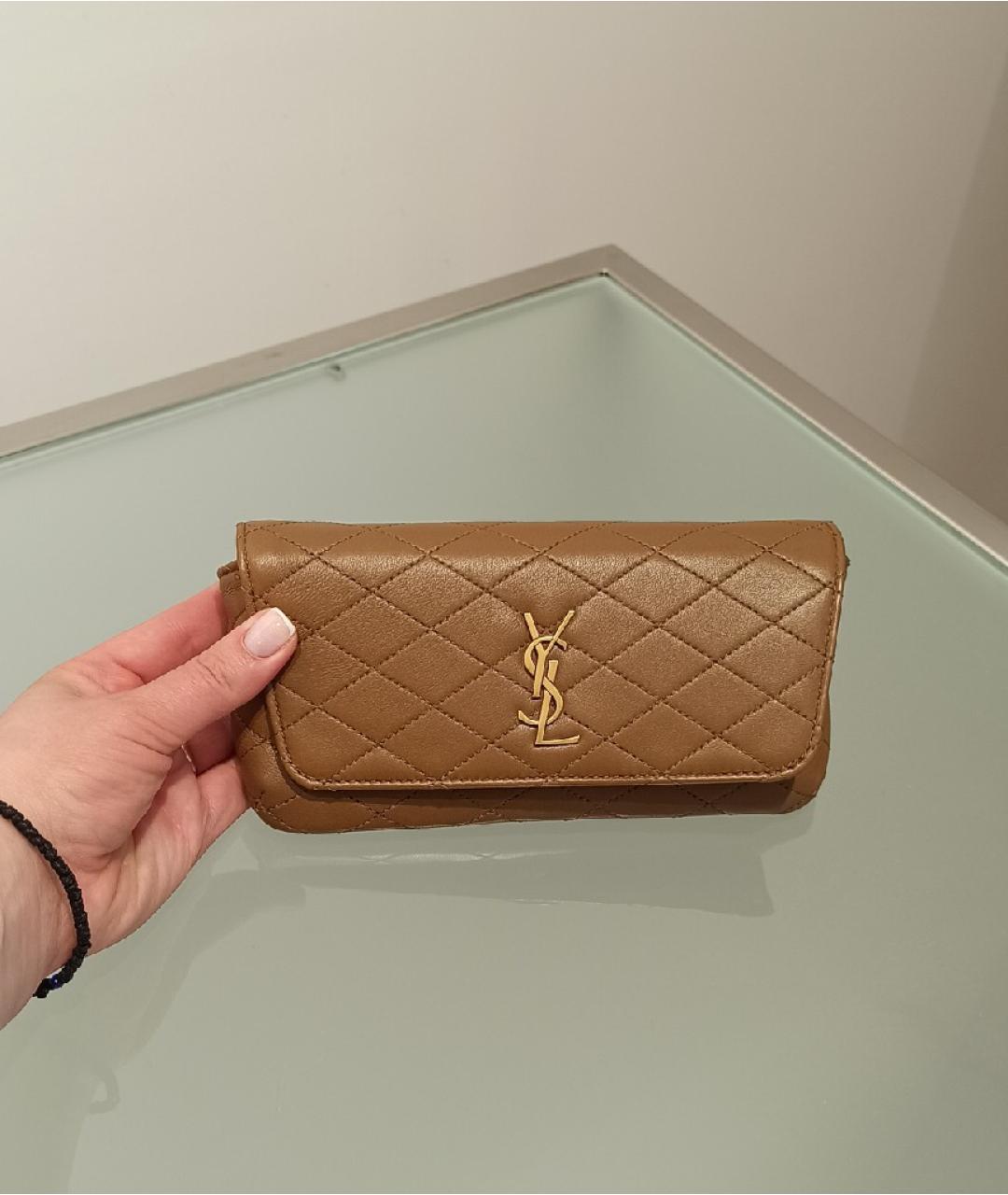 SAINT LAURENT Коричневая кожаная сумка через плечо, фото 2