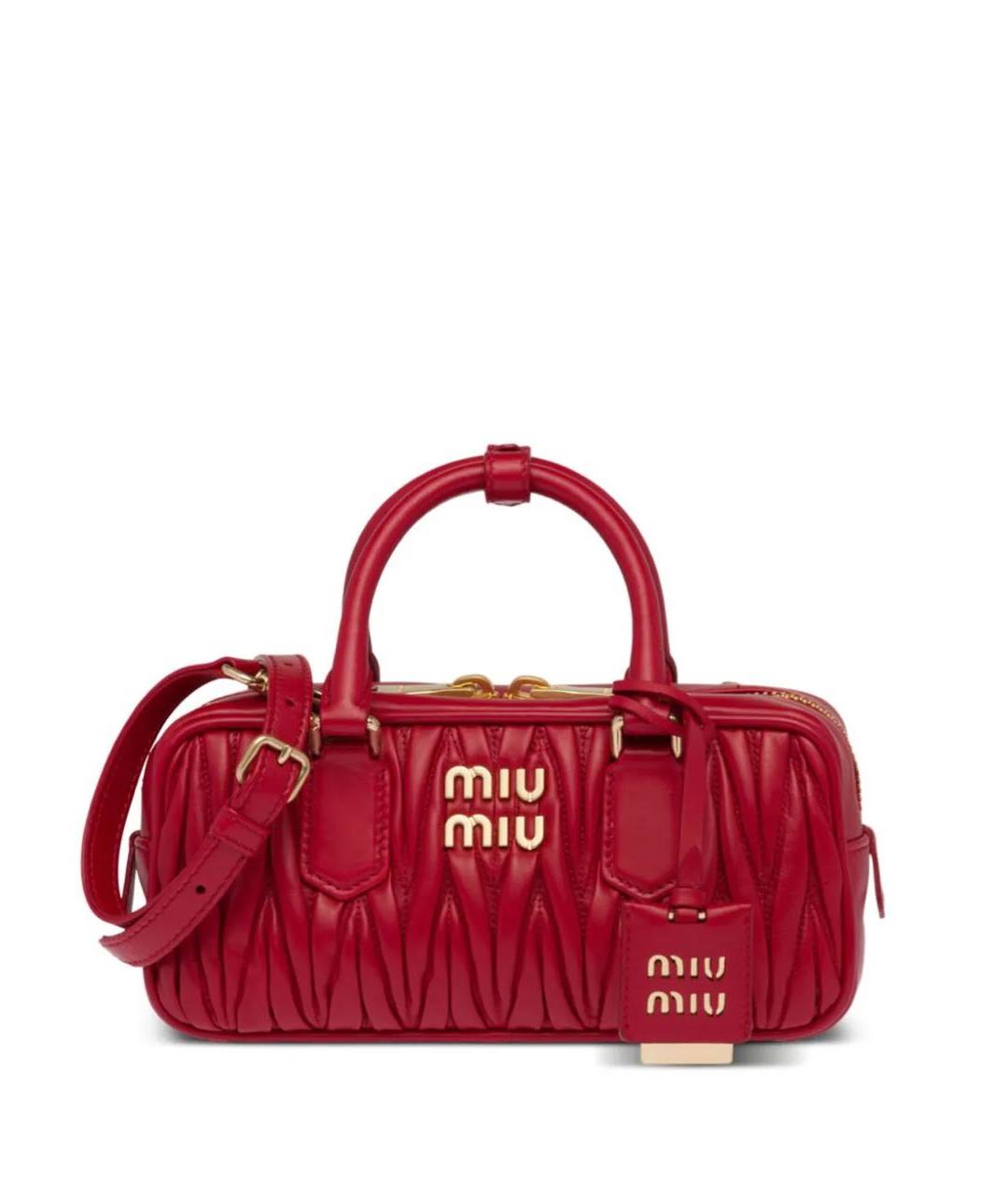 MIU MIU Красная кожаная сумка с короткими ручками, фото 9