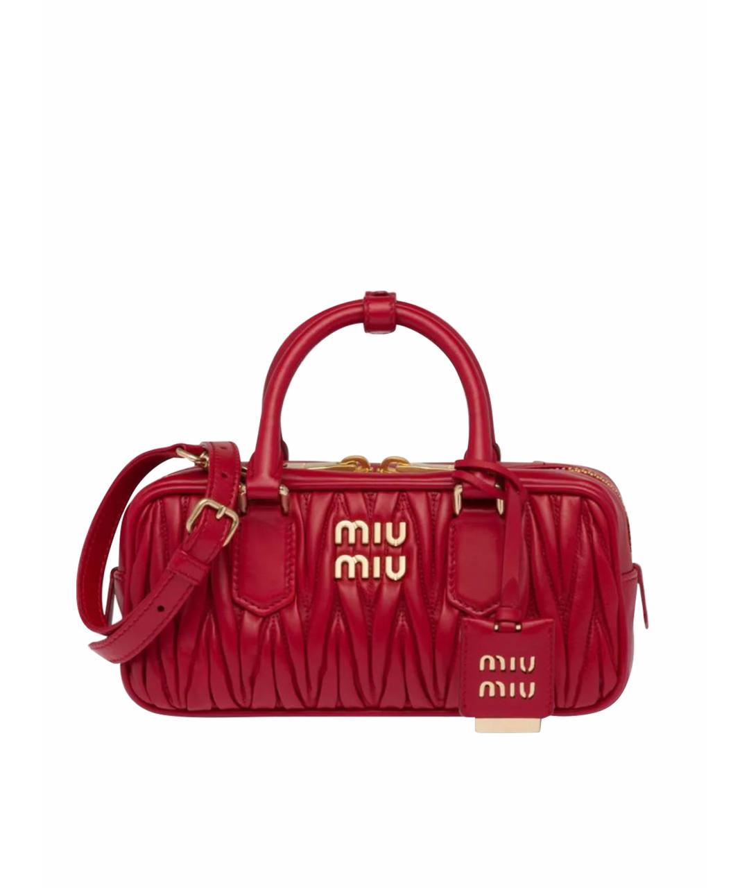 MIU MIU Красная кожаная сумка с короткими ручками, фото 1