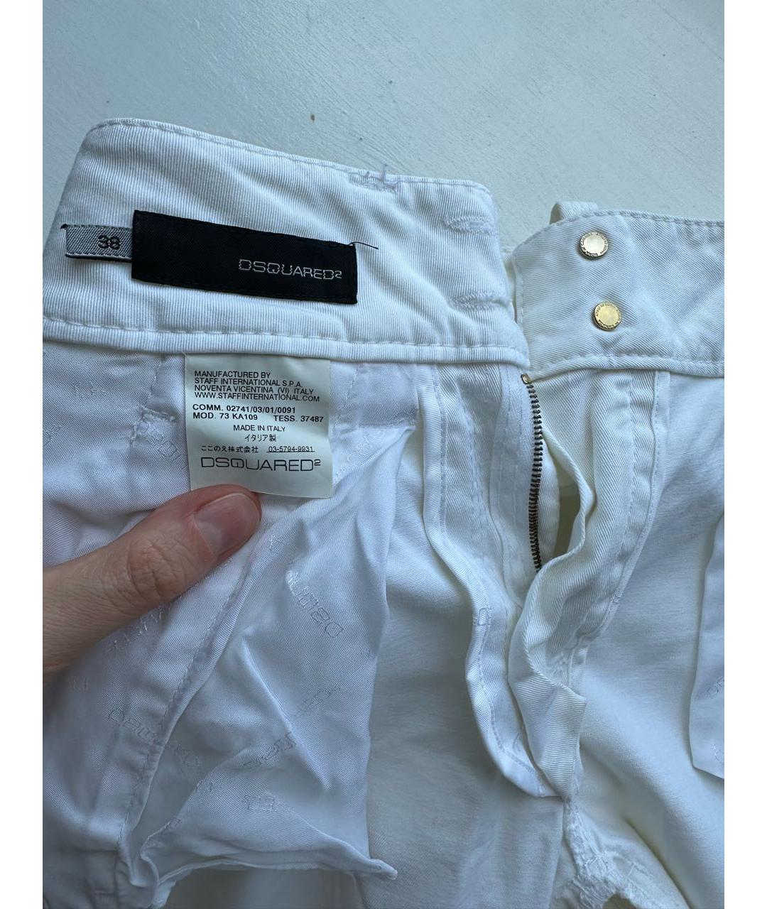 DSQUARED2 Белые хлопковые прямые джинсы, фото 6