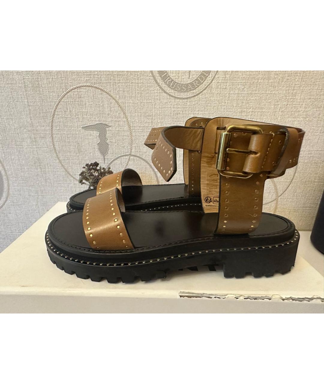 ISABEL MARANT Коричневые кожаные босоножки, фото 8