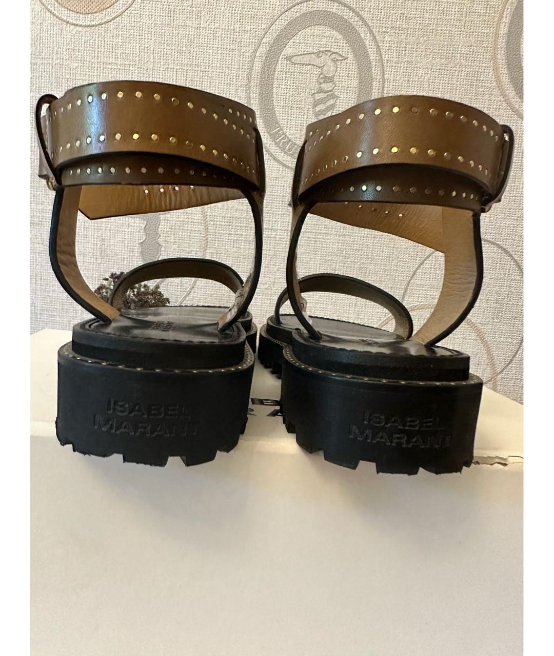 ISABEL MARANT Коричневые кожаные босоножки, фото 4