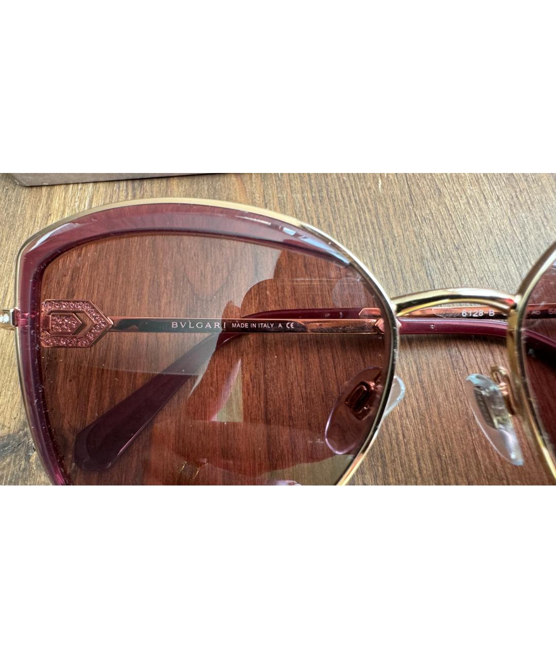 BVLGARI Розовые металлические солнцезащитные очки, фото 6