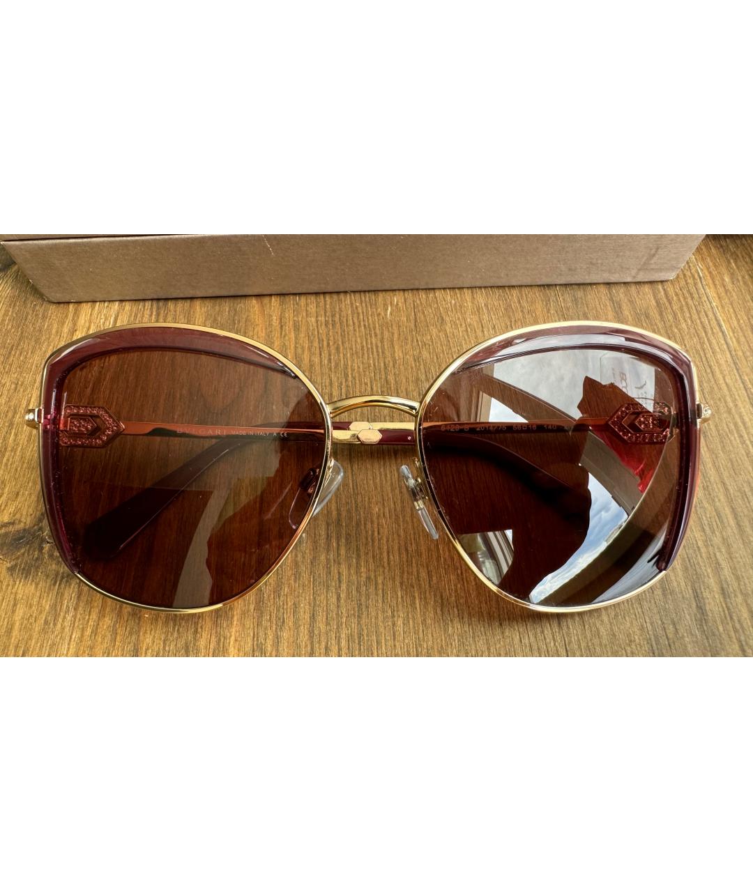 BVLGARI Розовые металлические солнцезащитные очки, фото 2