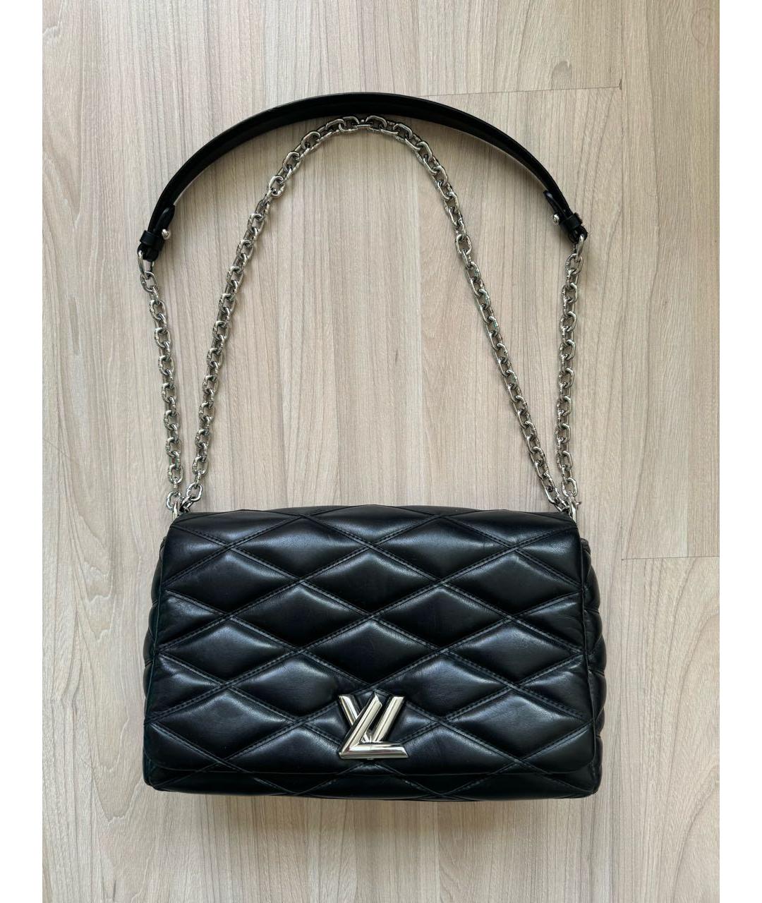 LOUIS VUITTON PRE-OWNED Черная кожаная сумка через плечо, фото 9