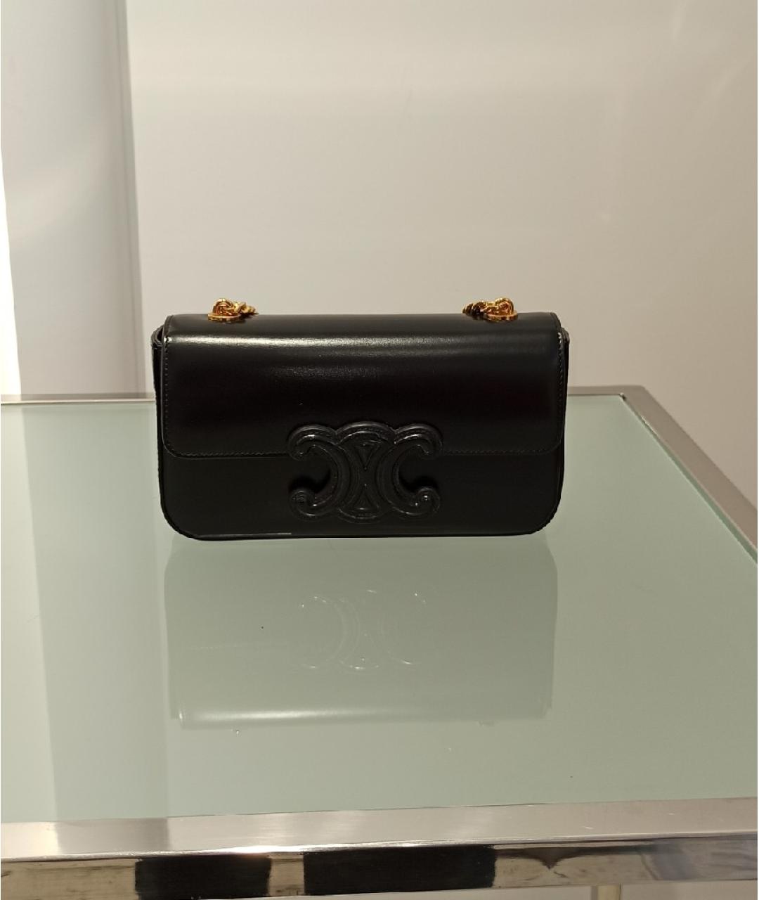 CELINE PRE-OWNED Черная кожаная сумка с короткими ручками, фото 9