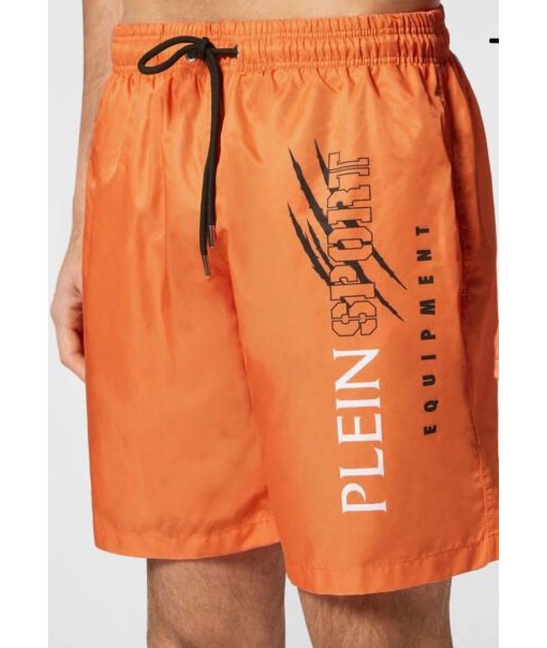 PLEIN SPORT Оранжевое полиэстеровые шорты, фото 4