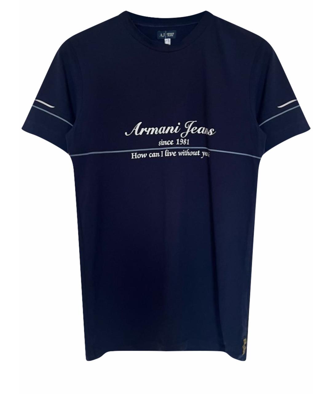 ARMANI JEANS Темно-синяя хлопковая футболка, фото 1