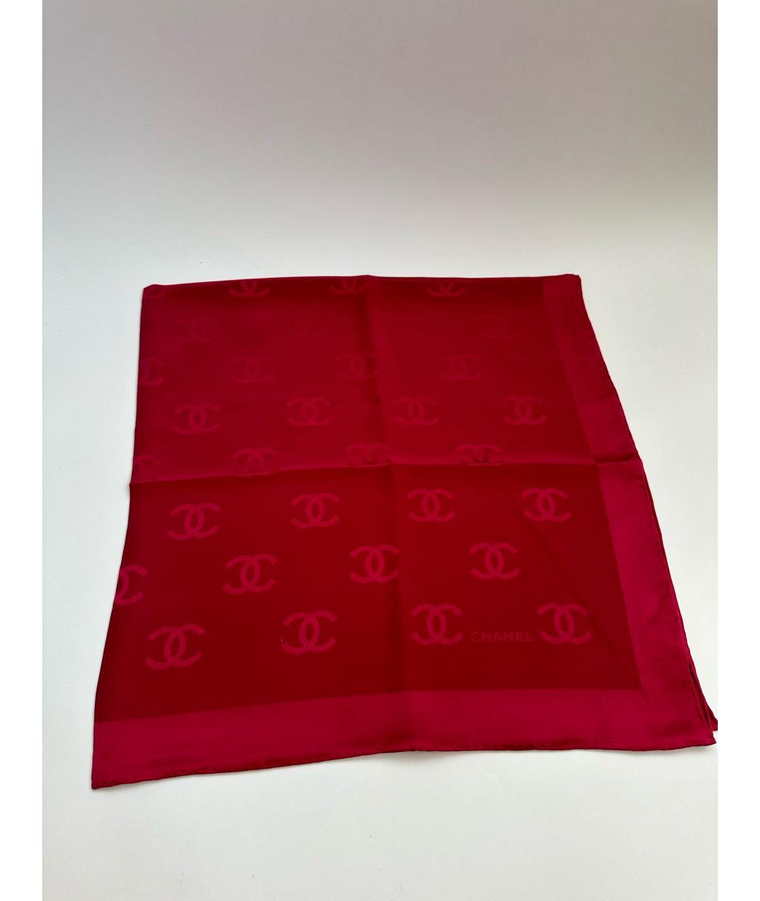 CHANEL PRE-OWNED Красный шелковый платок, фото 7