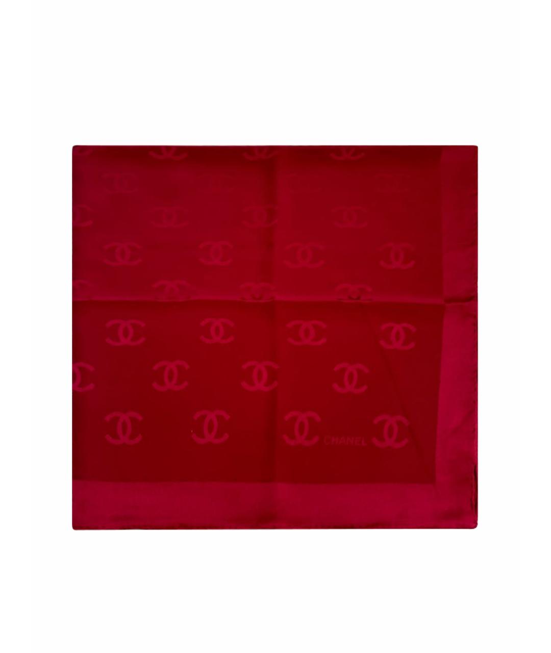 CHANEL PRE-OWNED Красный шелковый платок, фото 1