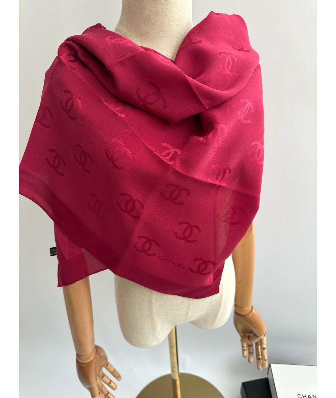 CHANEL PRE-OWNED Красный шелковый платок, фото 6