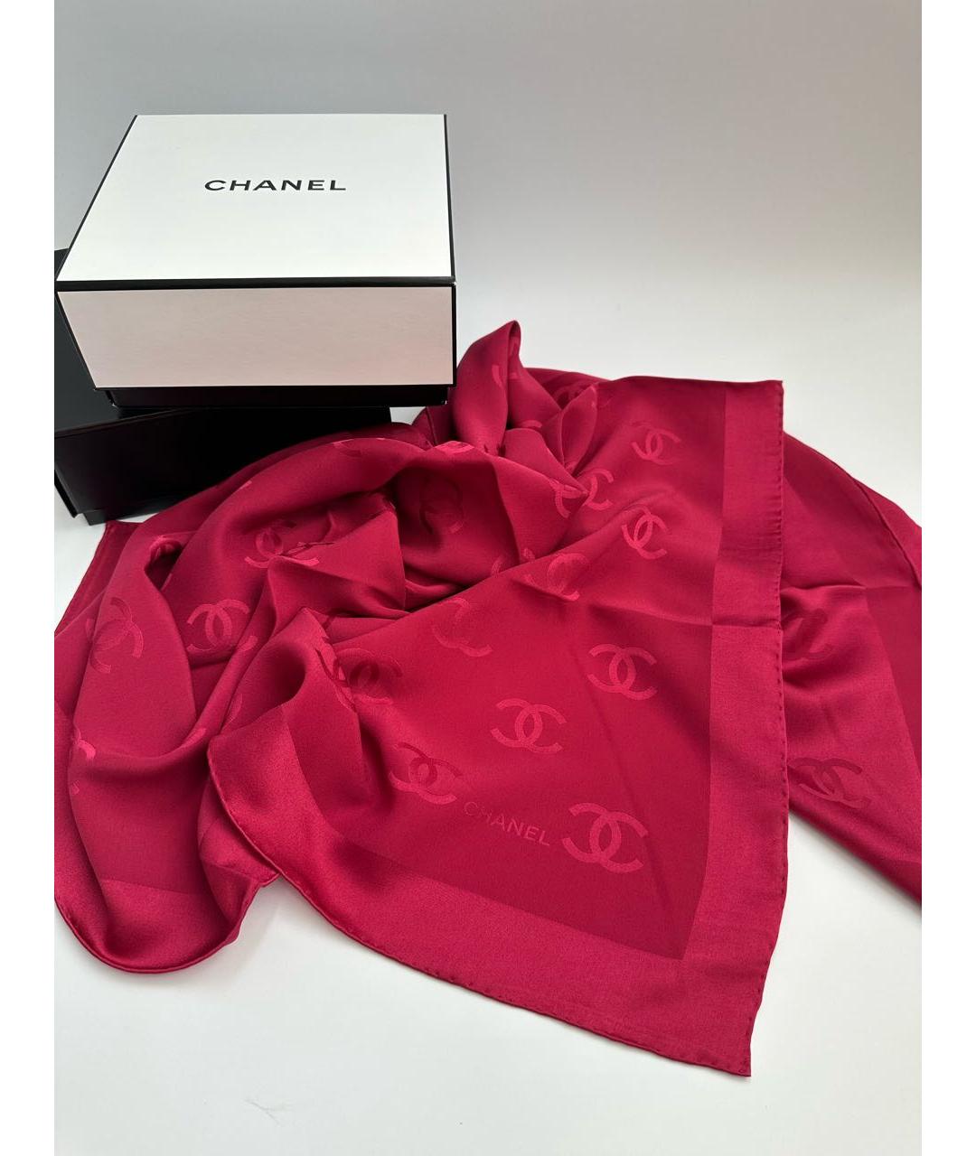 CHANEL PRE-OWNED Красный шелковый платок, фото 5