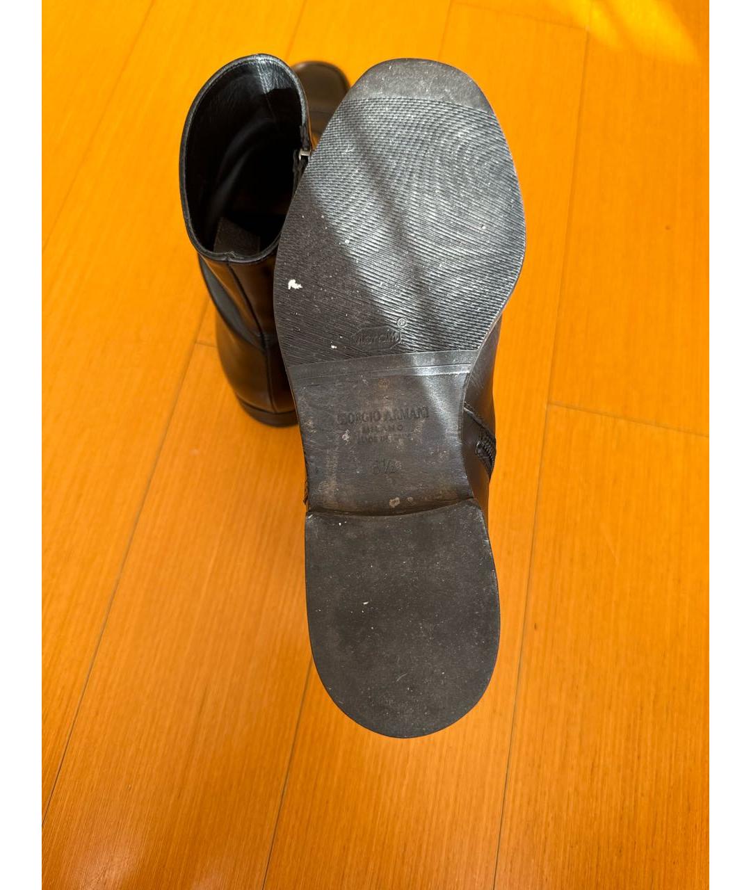 GIORGIO ARMANI Черные кожаные высокие ботинки, фото 5