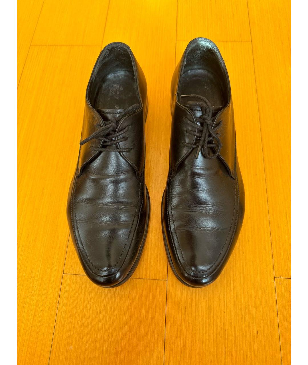 GIORGIO ARMANI Черные кожаные туфли, фото 2