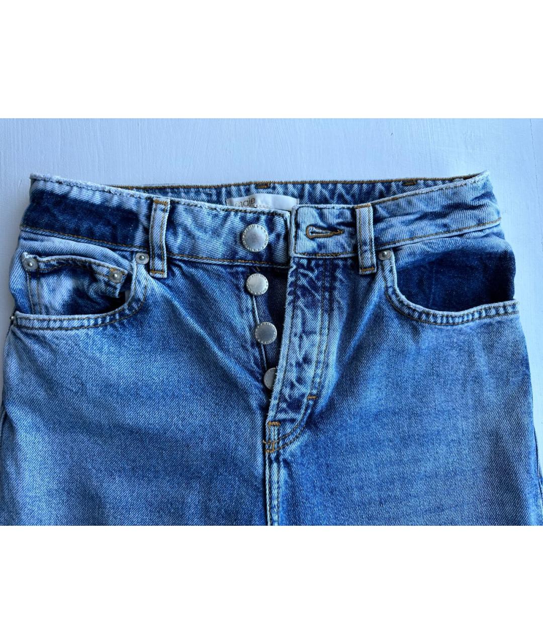 MAJE Синие хлопковые прямые джинсы, фото 7