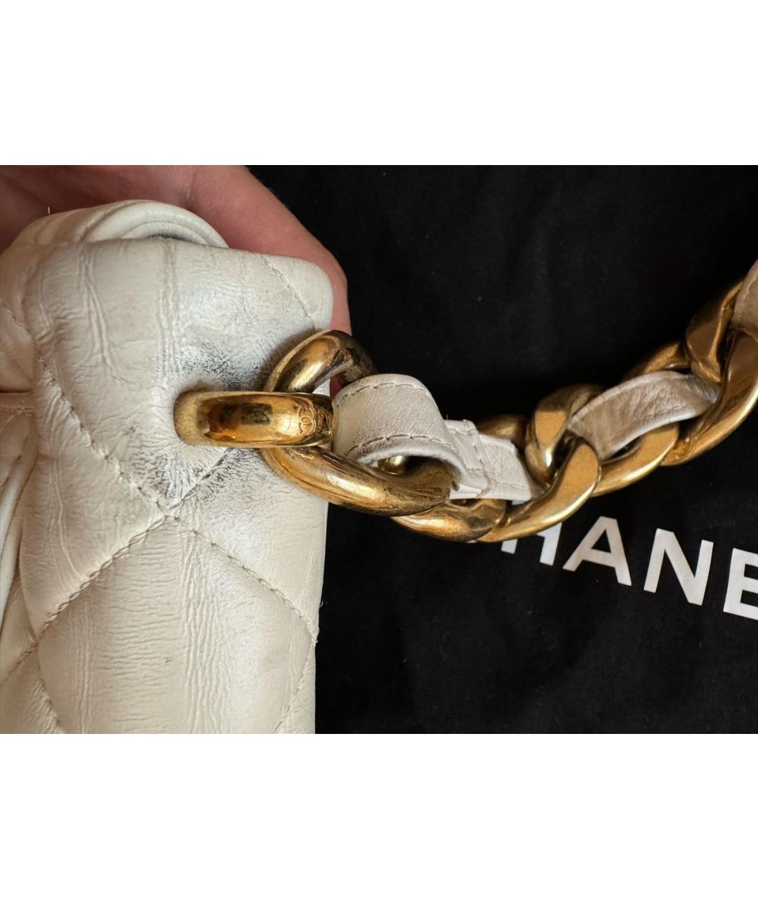 CHANEL PRE-OWNED Бежевая кожаная сумка через плечо, фото 6