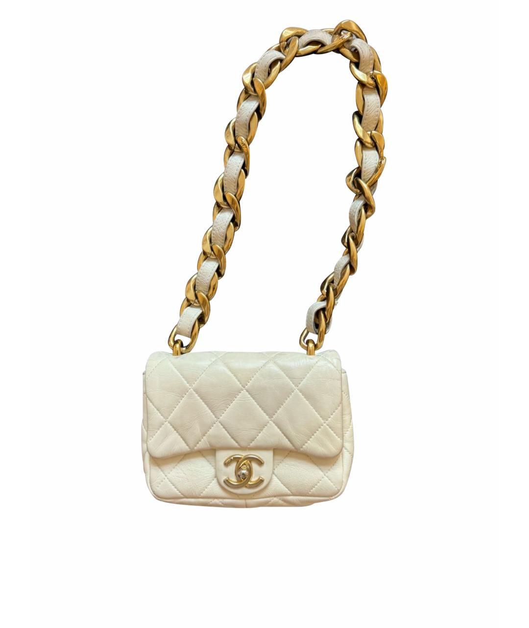 CHANEL PRE-OWNED Бежевая кожаная сумка через плечо, фото 1