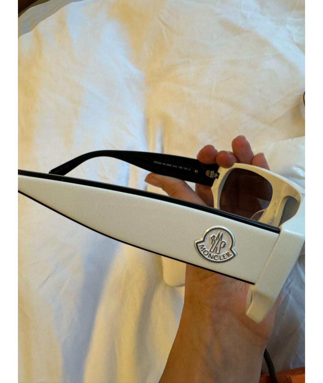 MONCLER Белые пластиковые солнцезащитные очки, фото 3