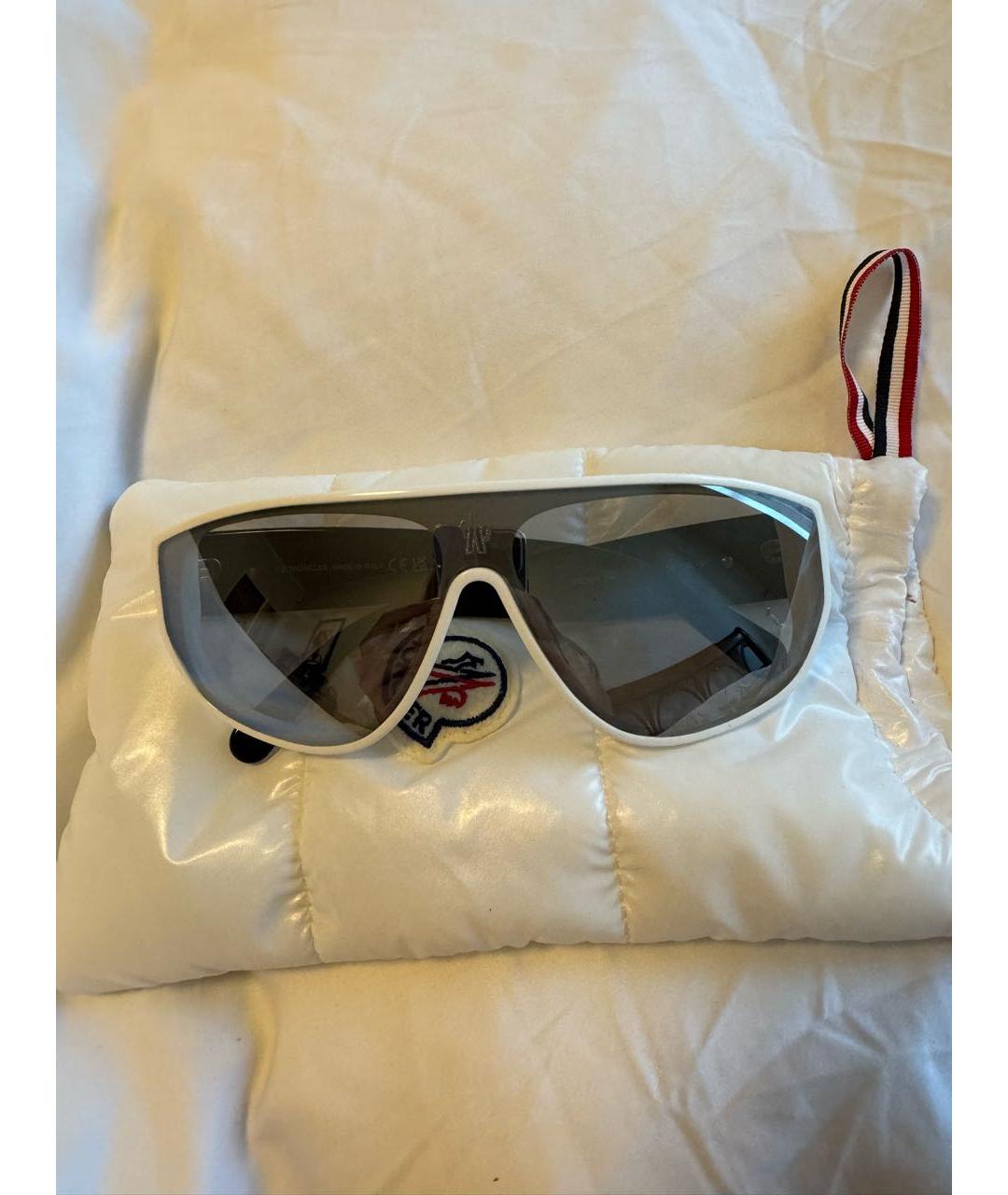 MONCLER Белые пластиковые солнцезащитные очки, фото 6