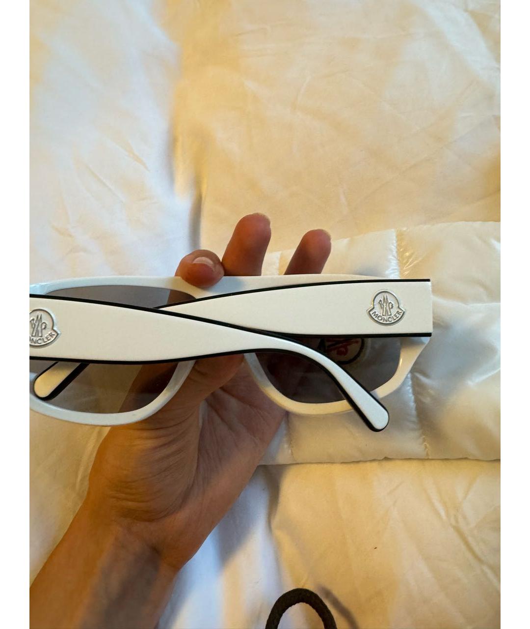 MONCLER Белые пластиковые солнцезащитные очки, фото 2