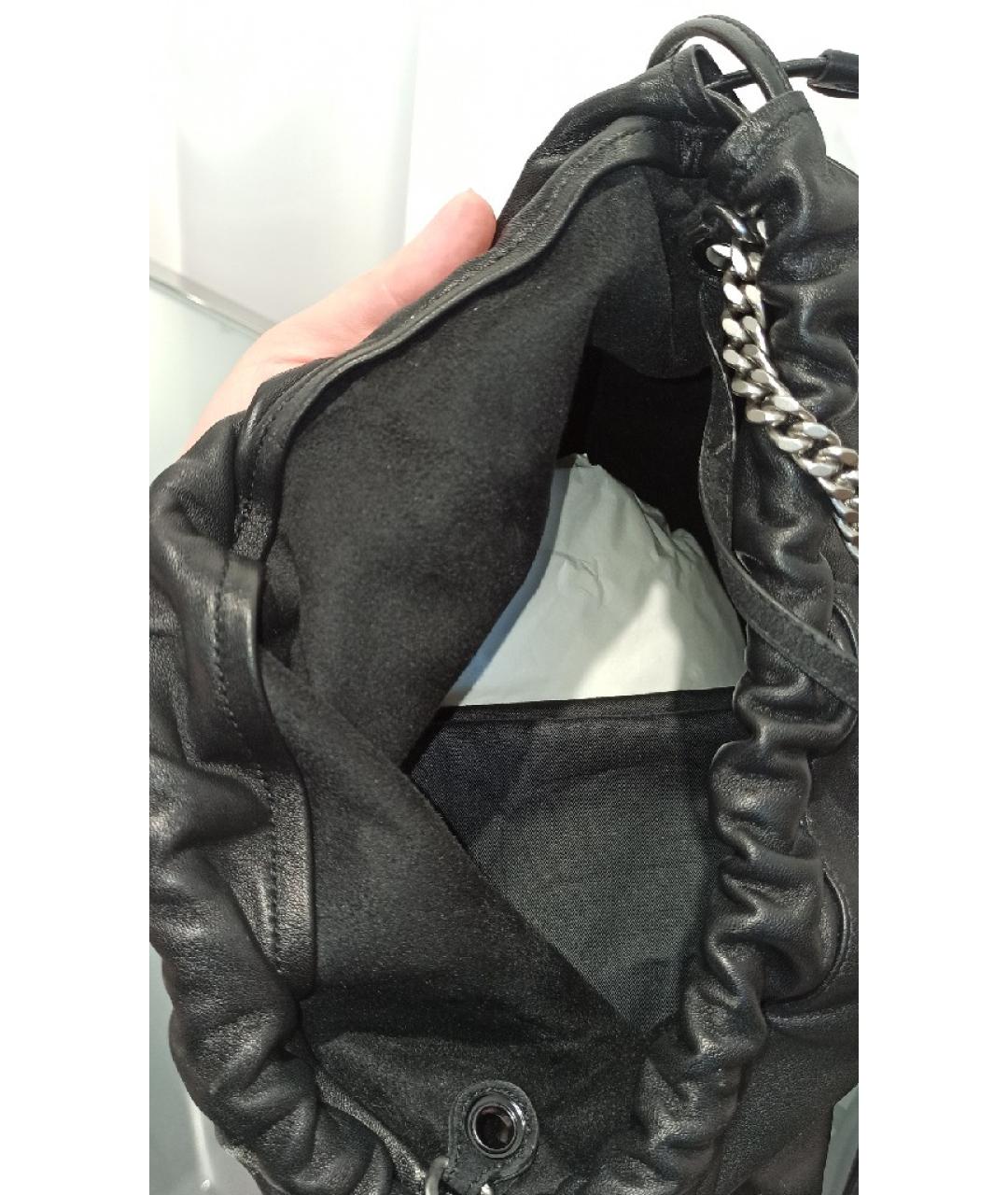 SAINT LAURENT Черная кожаная сумка с короткими ручками, фото 7