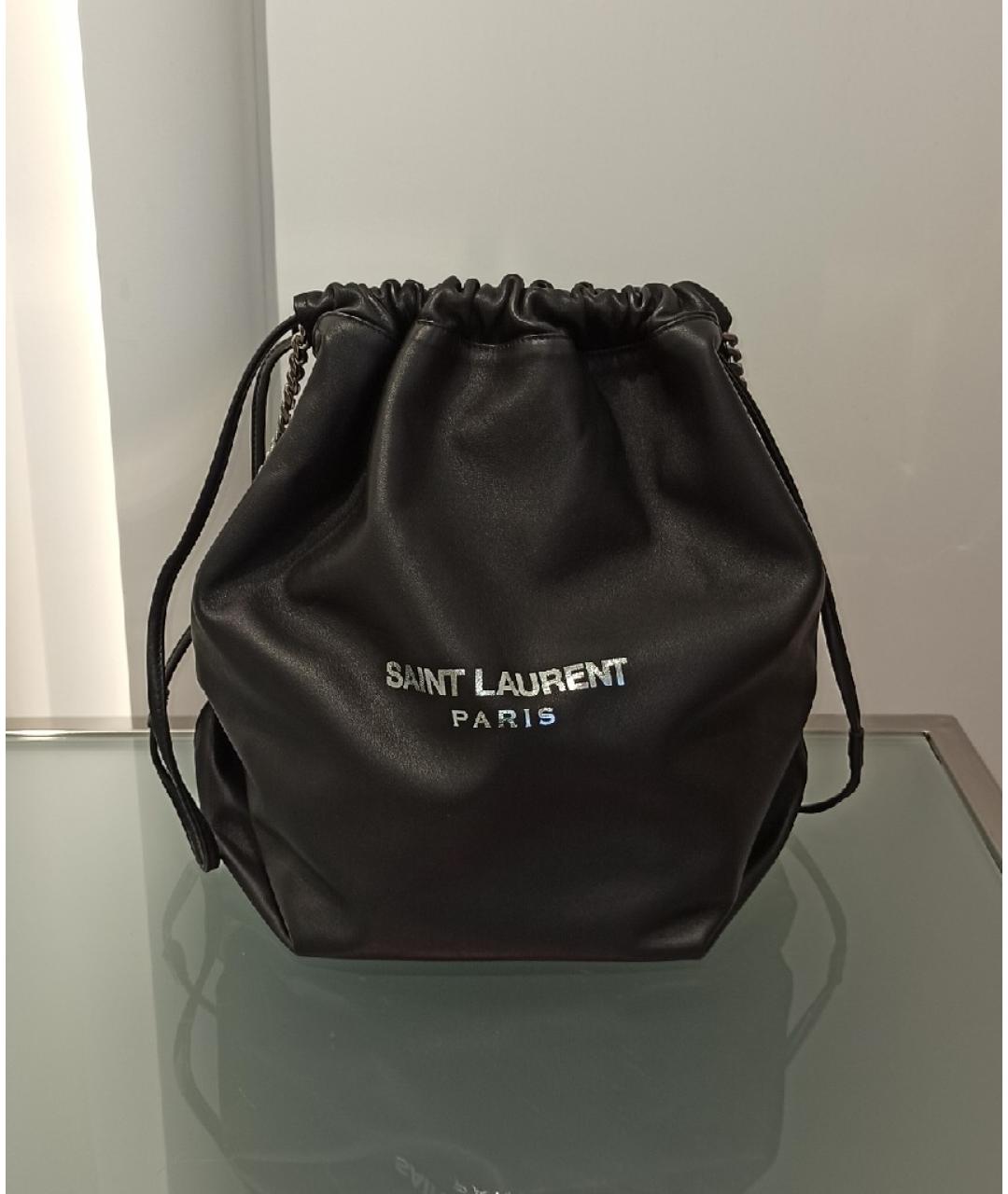 SAINT LAURENT Черная кожаная сумка с короткими ручками, фото 9
